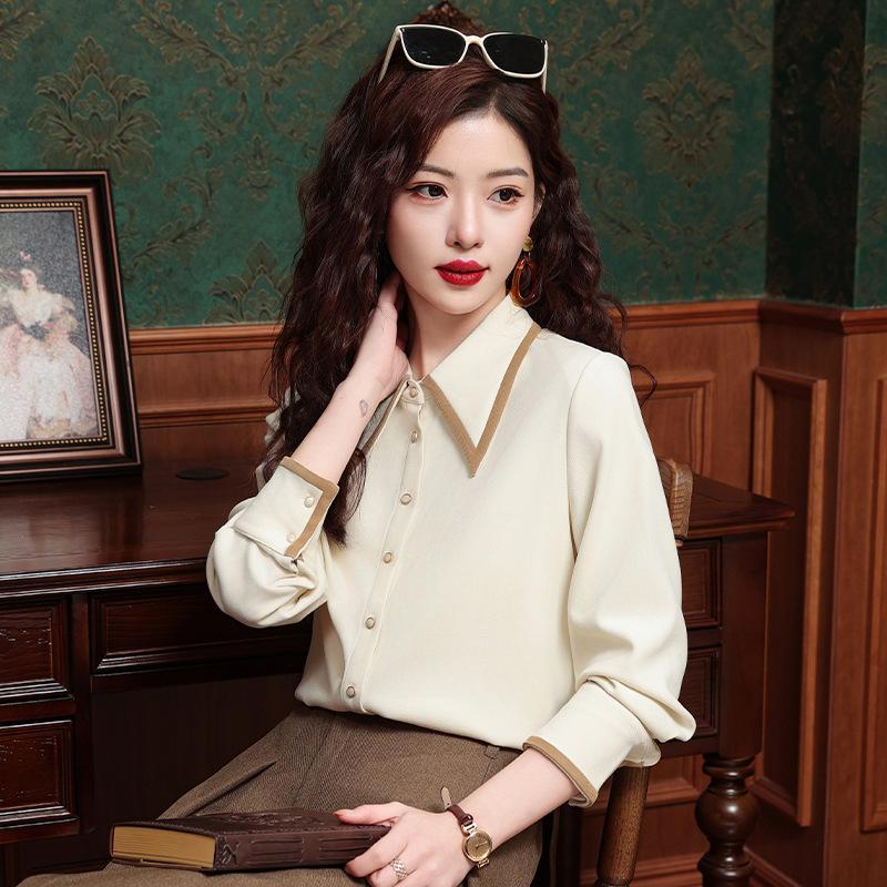 Dámská vintage manšestrová košile s broušeným povrchem na jaro a podzim, topy jako vnitřní spodní košile