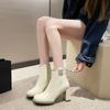 Short Boots Women's Autumn 2025 New White High-heeled Women's Shoes Martin Boots Small Autumn and Winter Thin Boots Thick Heel
