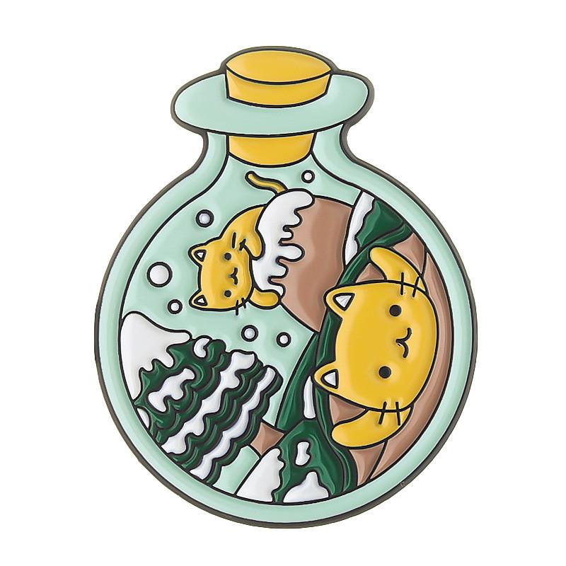 Inspired Enchanting Cat Mini Animal Brooch Gorgeous Alloy Drift Bottle For Use Unisex