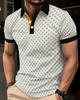 Trendy Geometric Pattern Short-Sleeve Polo Shirt, Stylish Men's Casual Top