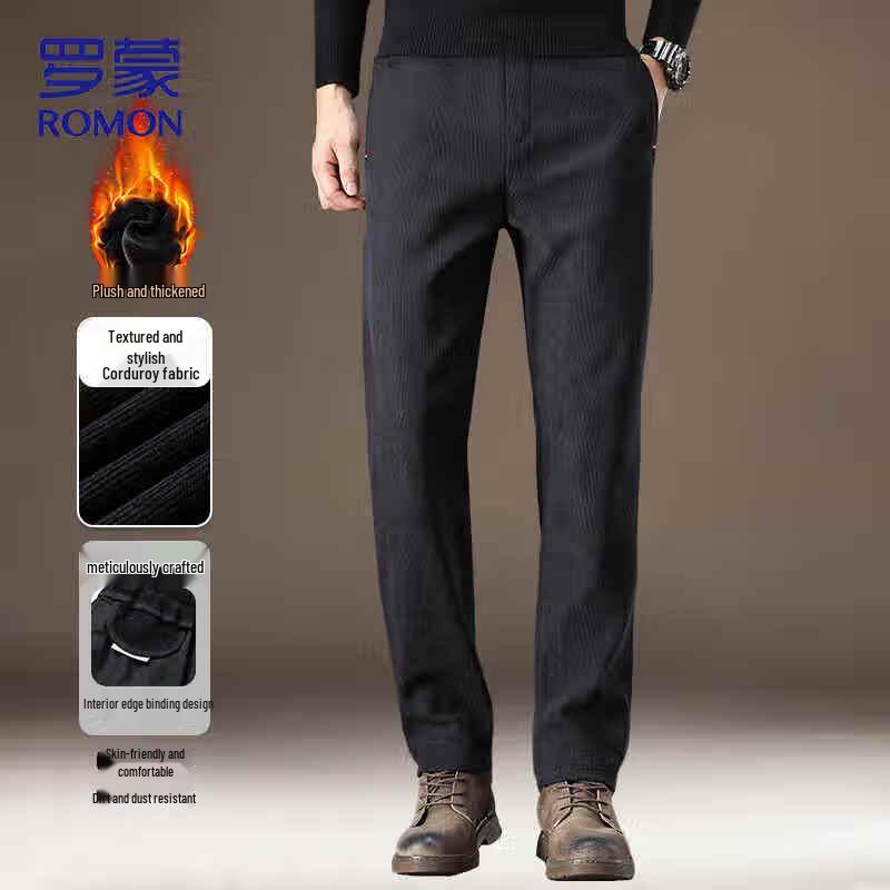 ROMON Men's Corduroy Business Casual Trousers