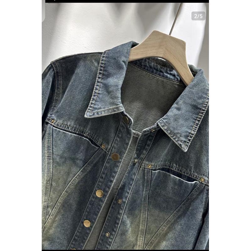 Fall/Winter Women's Retro Korean-Style Loose Denim Long-Sleeve Shirt Jacket