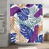 Colorful Palm Leaf Shower Curtain For Bathroom Decor Water Resistant Fabric With Hooks Set, Modern Floral Print Home Accessories