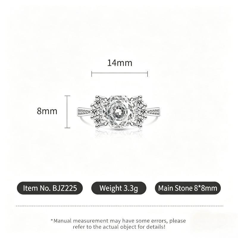 Sweet 925 Sterling Silver Light Luxury Rose Cut High Carbon Diamond Ring Sweet Candy Shape Cute JewelryGood Product