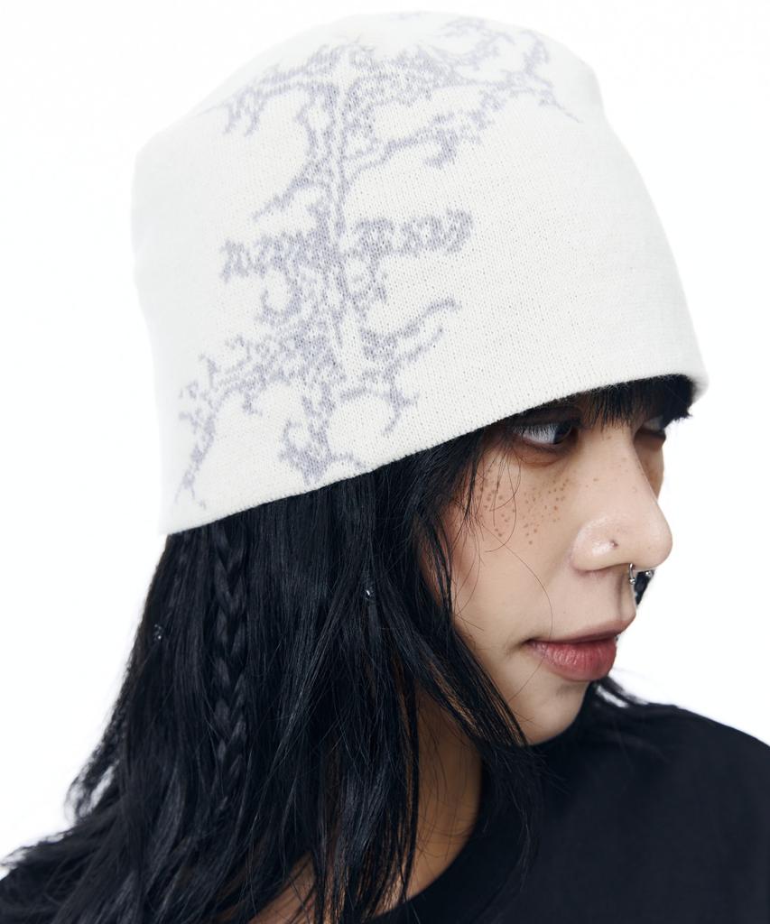 AAKAM Gothic Graphic Beanie (White)