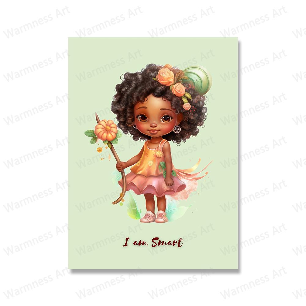 

Расширьте возможности своей маленькой черной девочки, мотивационные постеры с цитатами, детские картины, печать на холсте, настенное искусство, домашний декор для детской игровой комнаты 21x30cm No Framed зелёный