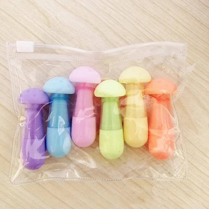 6 ks Kawaii Mini pilulky Zvýrazňovač Pero Kolekce Rozkošný Vtipný Usmívající se Tvář Fluorescenční Fixka Školní Kancelářské Umělecké Psací Potřeby