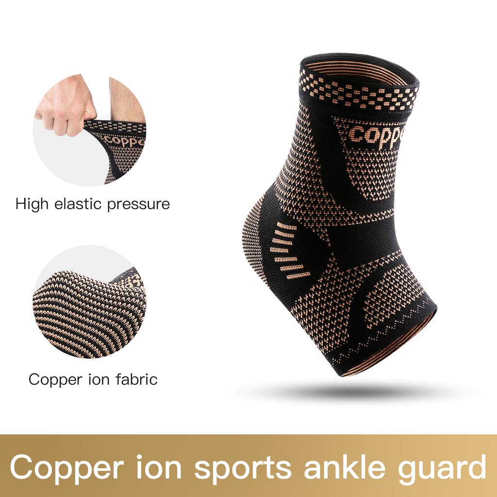 1Pcs Copper Ankle Brace,Infused Ankle Support Compression Sleeve for Men Women,for Foot Pain,Sprained Ankle,Recovery,sports