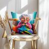 1Pc Funny Knitting Grandma Print Throw Pillow Cover,Suitable For Sofa,Bedroom,Living Room,A Heartwarming Gift For Seniors