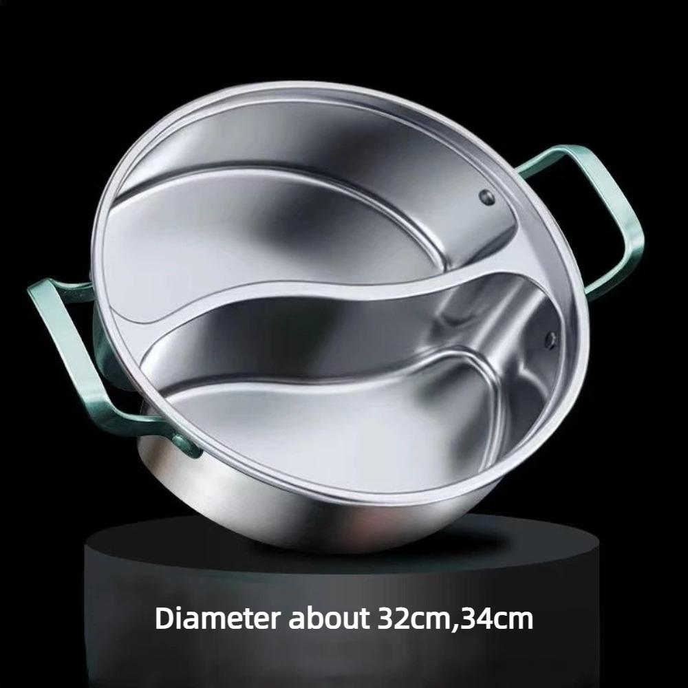 316 Stainless Steel Twin Divided Hot Pot 32/34cm Chinese Cooking Pot Thicken Double-flavor Yuanyang Pot Induction Cooker