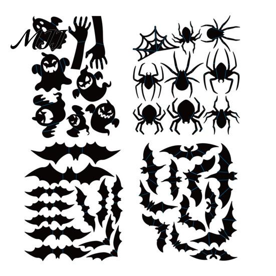 Easy To Clean Wall Murals Halloween 3D Stickers, Self-adhesive Peel And Stick PVC Waterproof Durable Decals for Home Ghost/Bat/Spider Party
