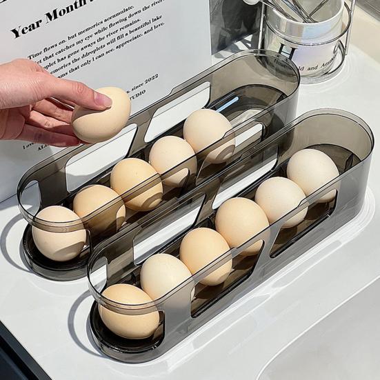 1/2/3 stk Kjøleskap Eggholder Stor Kapasitet Flerlags Gjennomsiktig Design Stabelbar Automatisk Rullende Eggdispenser