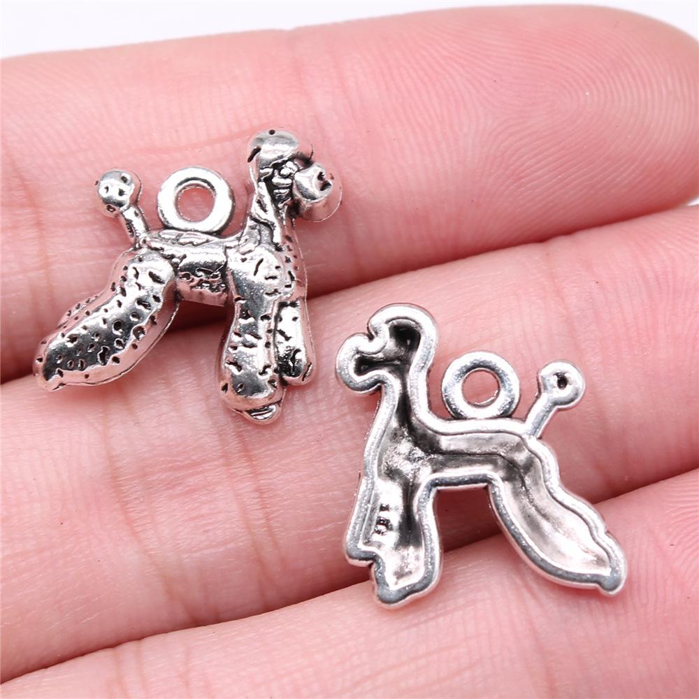 20pcs Puppy Dog Dachshund Bulldog Doghouse Charms Antique Silver Color Plated Pendants Jewelry Making DIY Handmade Craft