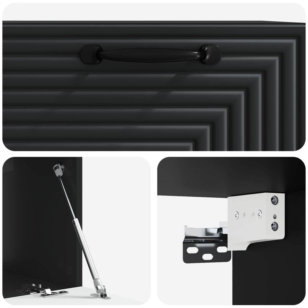 Wall Mounted TV Cabinet Black 59.5 X 41 X 30 Cm
