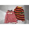 Xiao Wang's Winter Korean-Style Colorful Striped Plus Size Loose T-Shirt