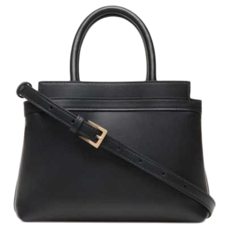 Bally Logo Magnetic Closure Leather Shoulder Crossbody Handbag Medium Women Handbags Black 6310322