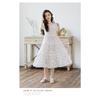 Kids Big Girls Korean Style Polka Dot Short Sleeve Fringe Hem Long Princess Dress