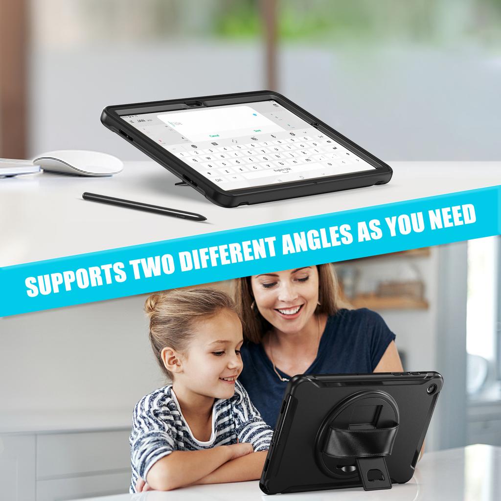 Hand Strap Case for Samsung Galaxy Tab A9 SM-X110 X115 X117 A9 Plus X210 X216 X218 360 Rotating Cover 3 Layer Protection Funda