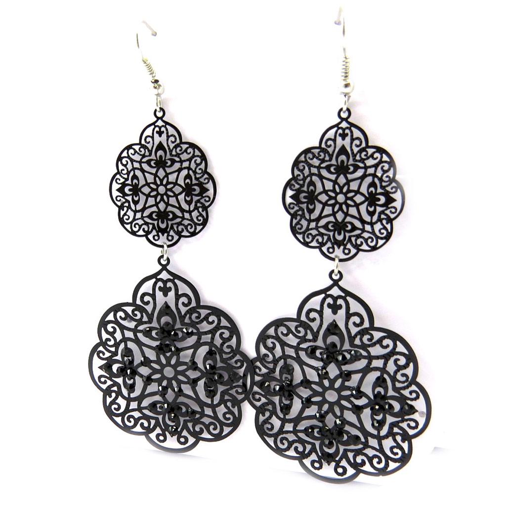 Les Trésors De Lily [L6404] - Black 'Carmen' Earrings