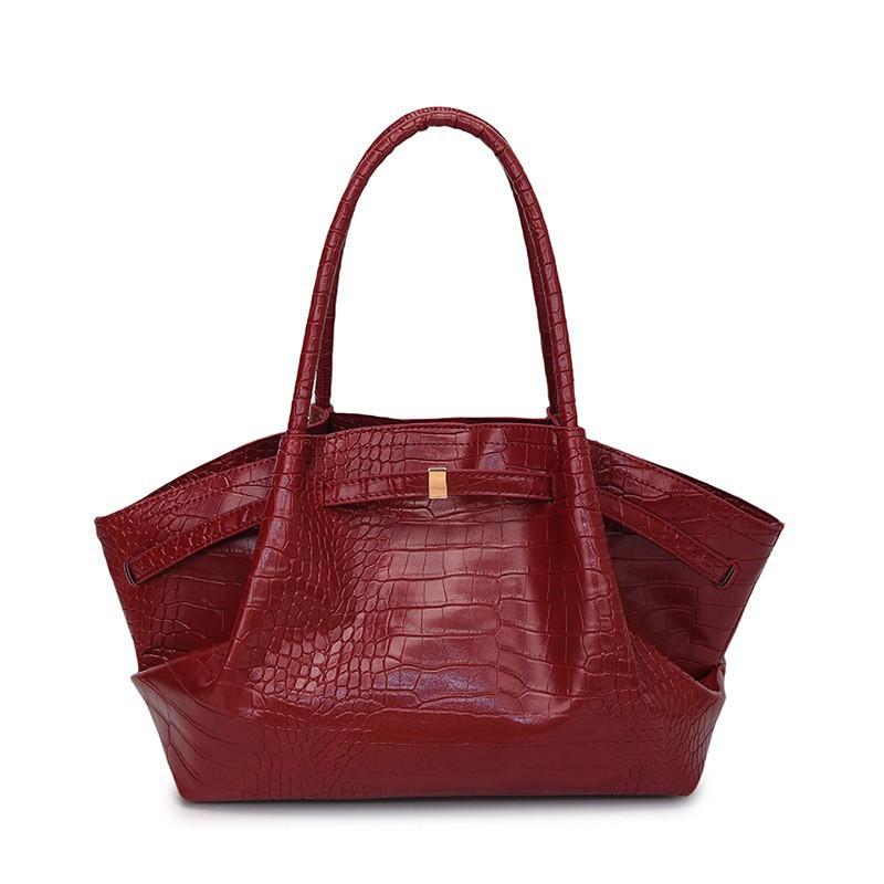

Large-capacity Stone-pattern Tote Bag 2025 New Style Fashionable Textured Handbag Commuting Shoulder one size красный