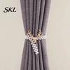 Faux Pearl Curtain Holdbacks Deer Head Tieback, Beaded Stretch Holder, Adjustable Holdback for Bedroom Living Room Window Door Drapes Tiebacks