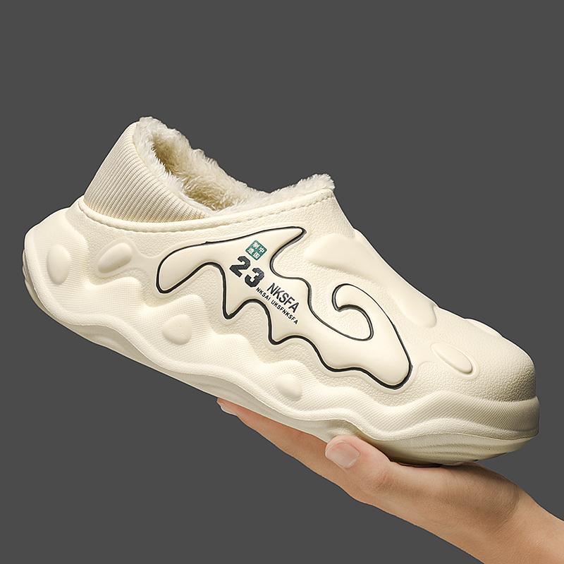 Slippers for Men Indoor Add Velvet Platform Shoe Wear-resistant Waterproof Shoes for Men Heel Covering Non-Slip Unisex Cloud New