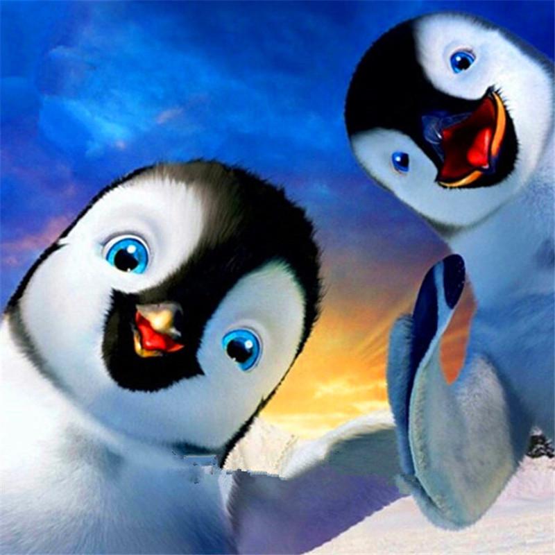 Huacan 5D DIY Full Drill Penguin 5D Embroidery DIY Craft Cross Stitch
