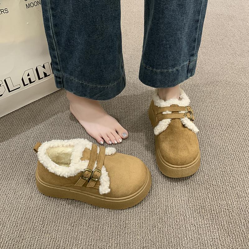 Women's Large Size Soft Sole Winter Warm Fur One Snow Boots Padded Lined Ankle Boots Non-Slip Hiking Casual Sports Cotton Boots Fur Shoes