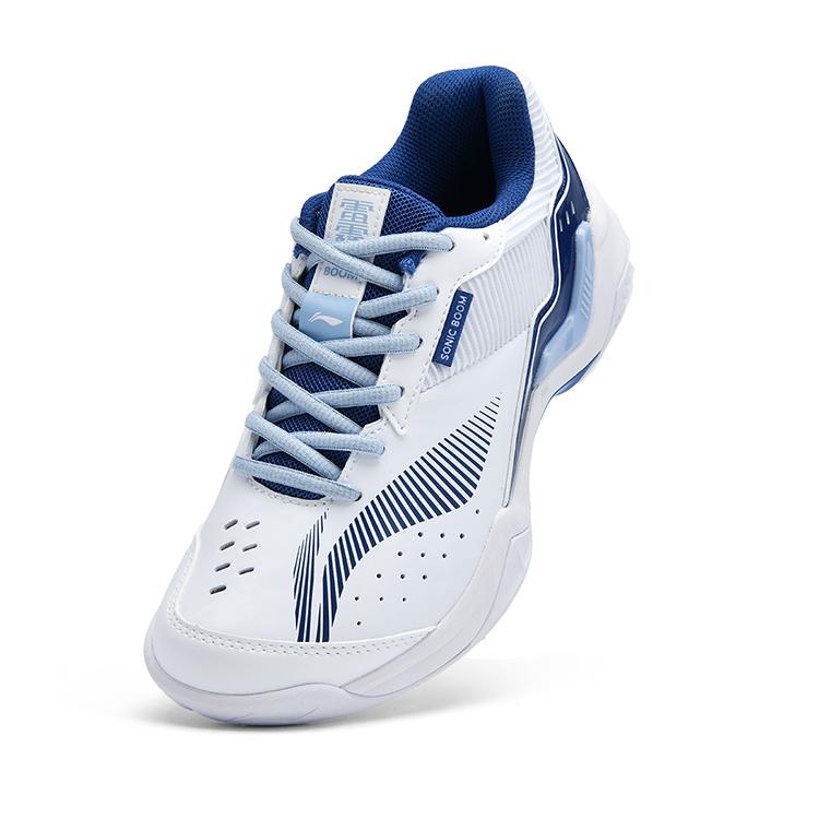 Li Ning Thunder Training Comfortable Fashion Shock Absorption Non-Slip Wear-Resistant Low-Top Badminton Shoes Unisex sneaker White Blue AYTV005-1