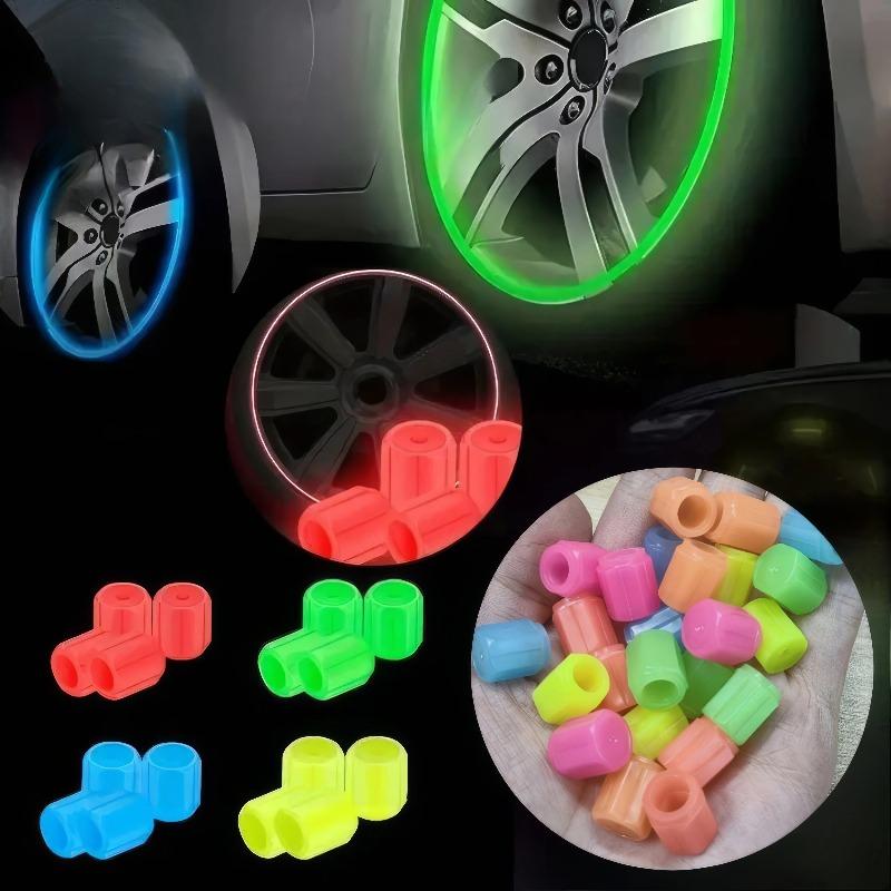 4PCS Luminous Tire Valve Caps, Green/blue/red, Sturdy Structure, Suitable for All Vehicle Models, Durable Car Valve Caps