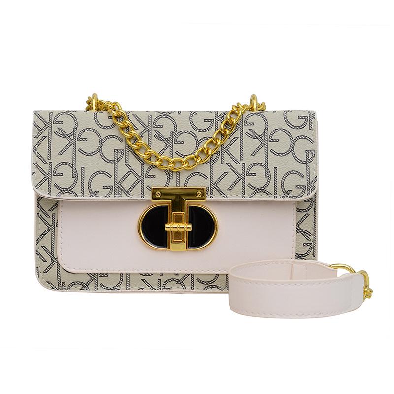 Retro Luxe Chain Crossbody Handbag for Women - Classic Letter Design кремовый