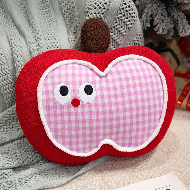 

Cute Plaid Apple Sleeping Pillow Girl Bed Cushion Dormitory Birthday Gift Sofa Office Waist Back Pink grid