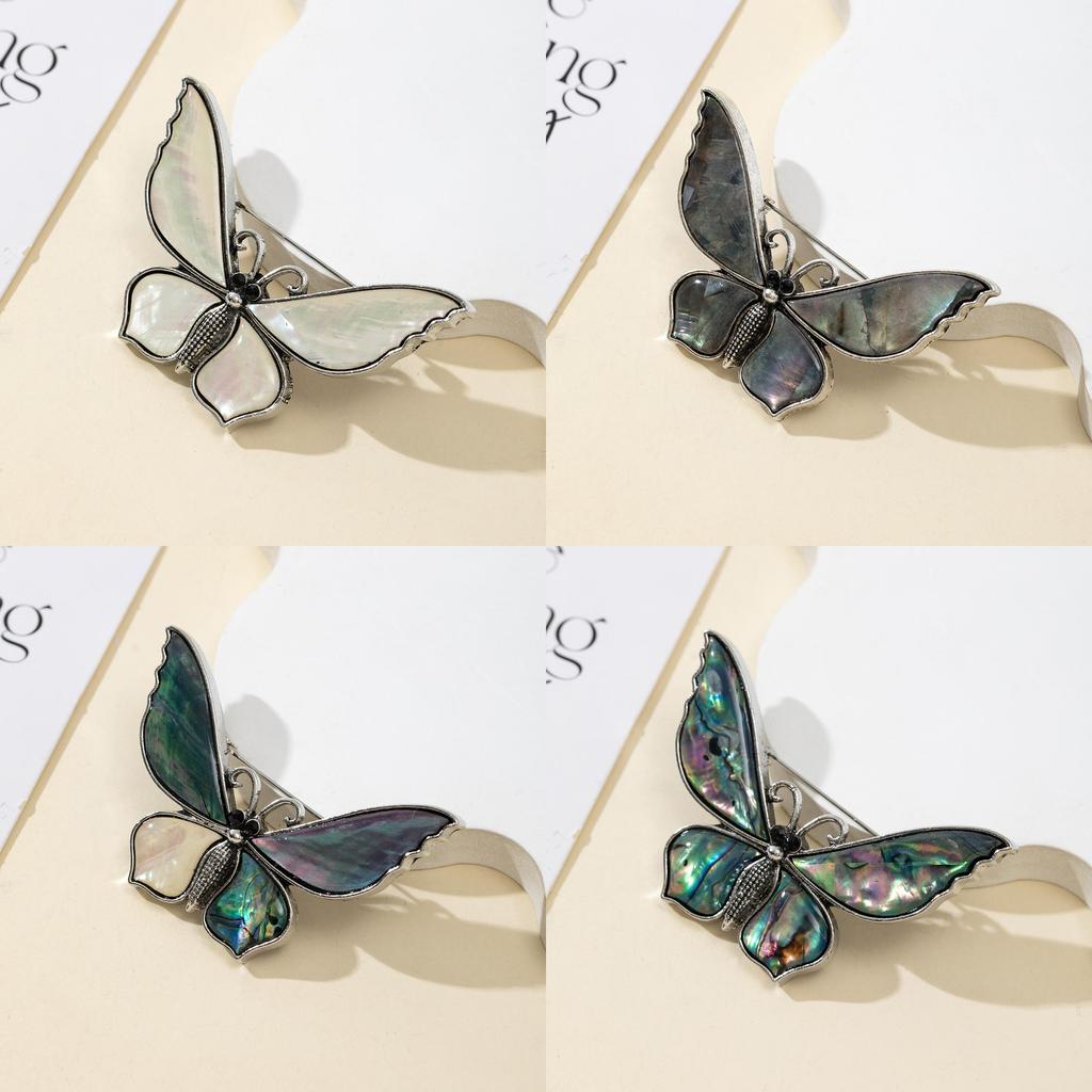 Cartoon Butterfly Shell Pin Brooch With Embedding Craft For Unisex Diy Jewelry