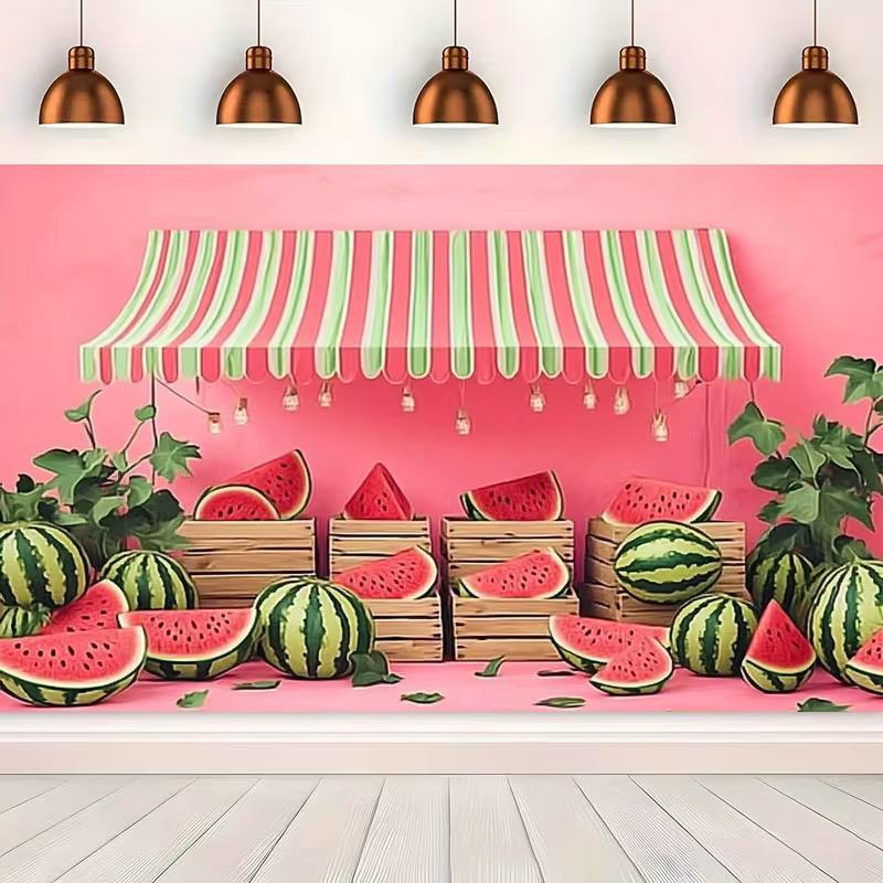 2D Summer Watermelon Stall Photo Backdrop Fruit Party Decor Cloth