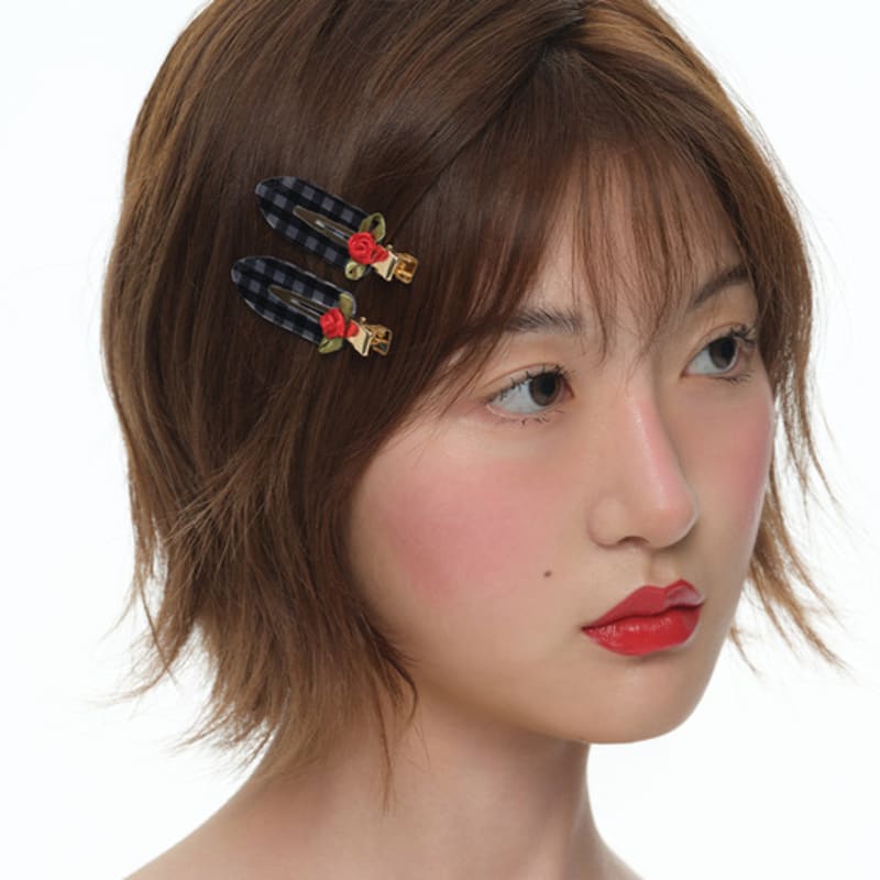 

Eireve ROSE GARDEN HAIR CLIP SET (GINGHAM BLACK/2PCS) Gingham check black