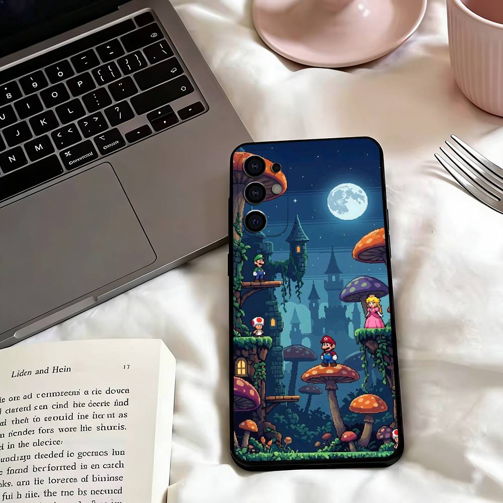 Games M-Mario Cartoon Phone Case For Samsung S25,S24,S21,S22,S23,S30,Ultra,S20,Plus,Fe,Soft Silicone Black Cover