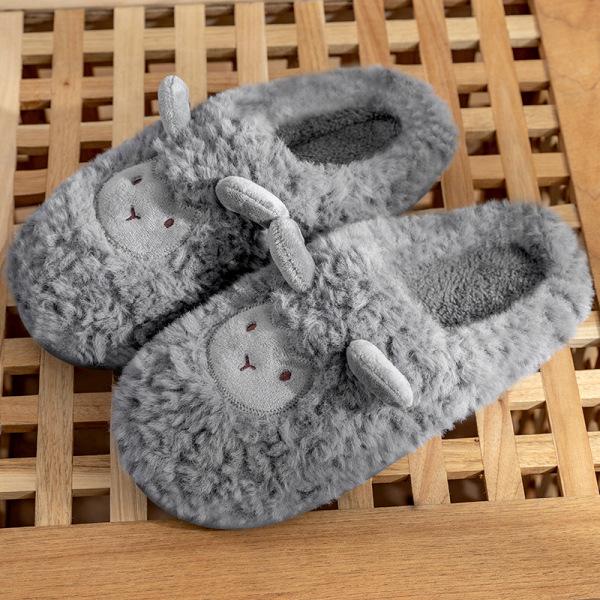 Cotton slippers autumn and winter home cute non-slip soft bottom plush warm indoor household plush slippers