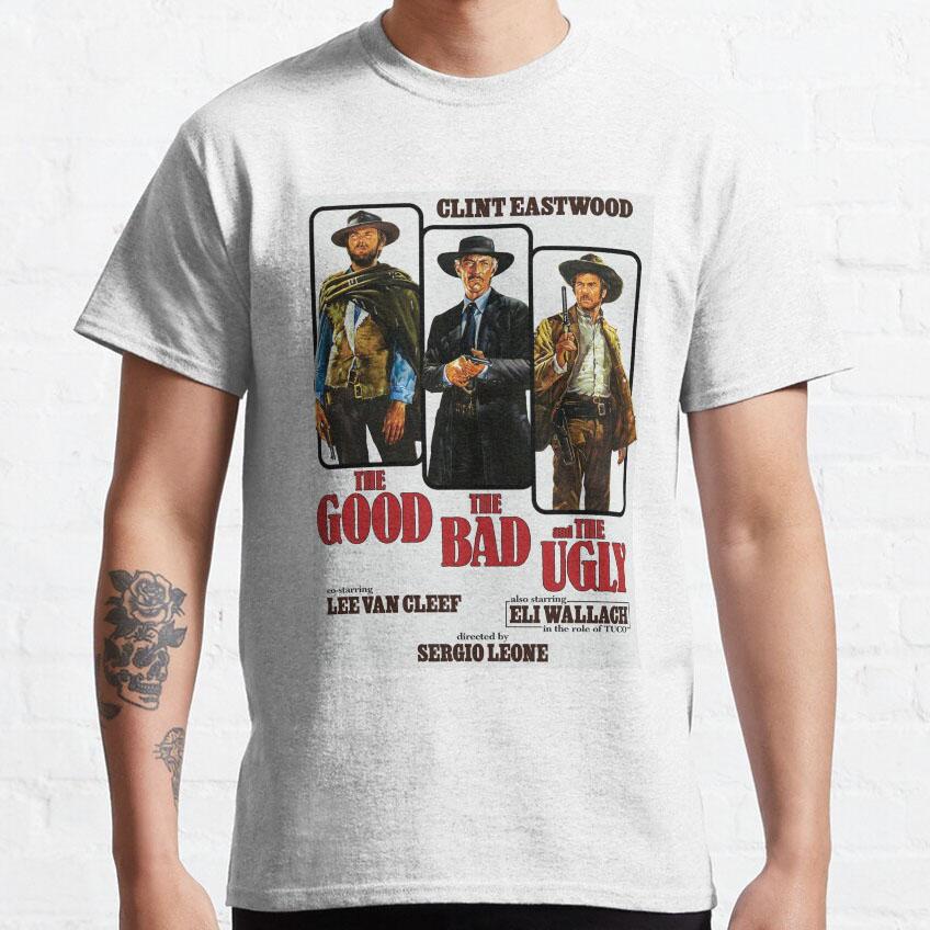 Vintage Spaghetti Western Cowboy movie The Good The Bad and The Ugly Clint Eastwood graphic t shirts 100 COTTON large size tops S