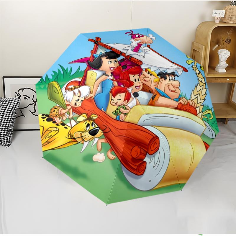 Flintstones Fashionable Automatic Opening/Closing Folding Umbrella. Portable and Foldable, Ideal for Gift, Travel, and Daily Use.