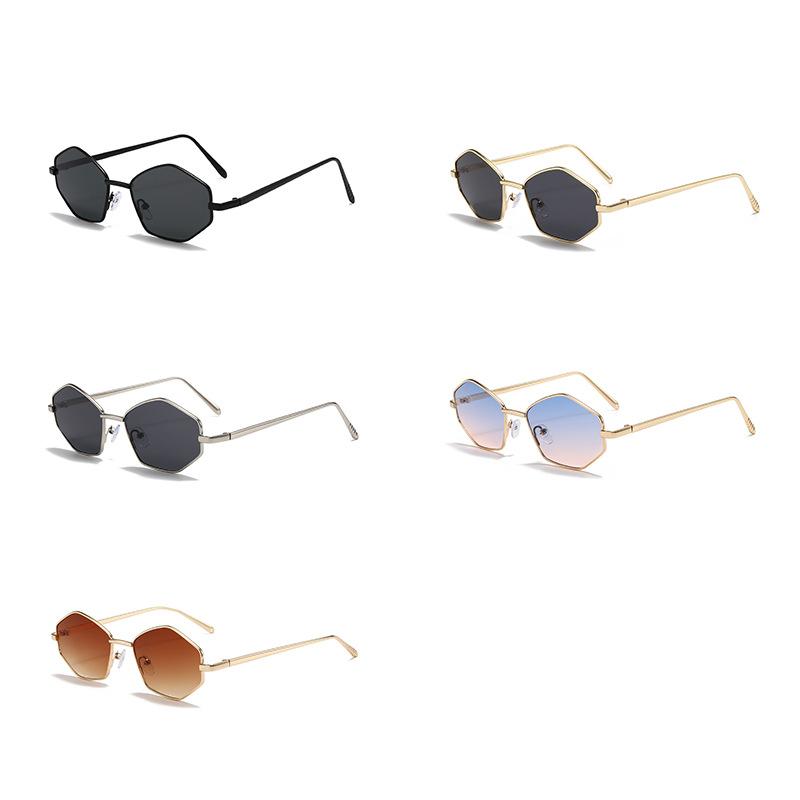 European and American new metal multilateral rhombus sunglasses women's high-end fashion sunglasses sun protection hip-hop glasses men