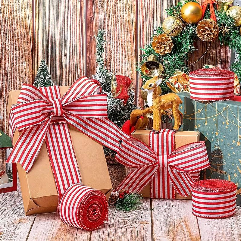 5 Yards Red Plaid Ribbons Christmas Decor Ribbon Handmade Bow Ribbon New Year Party Gift Wrapping Ribbon Xmas Decorations