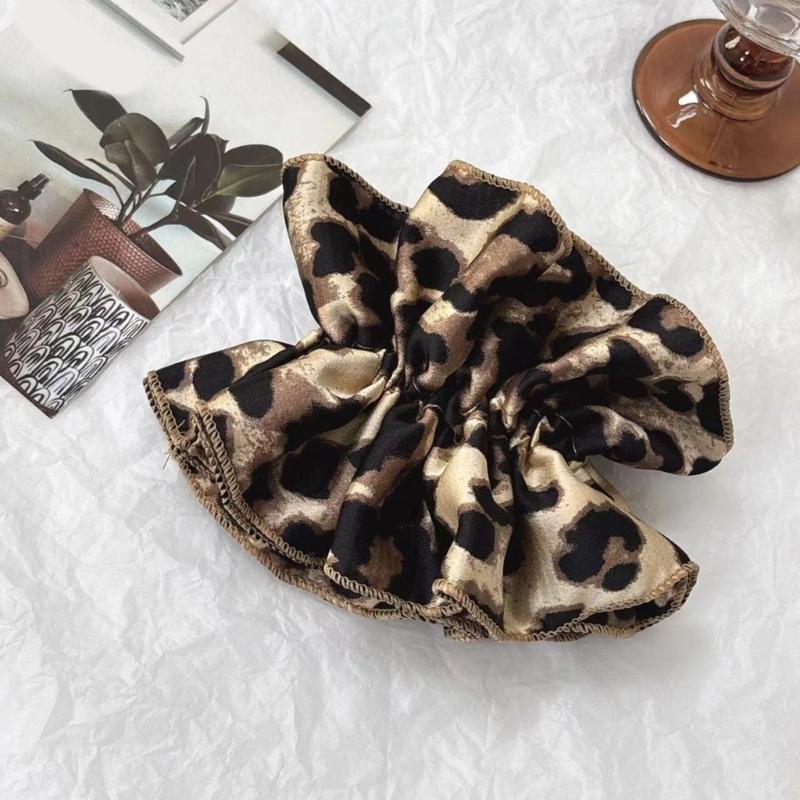 Haargummis mit Leopardenmuster Dicke Hochsteckfrisur Übergroßes Haargummi Elegantes Haarband Scrunchy Frauen Pferdeschwanzhalter
