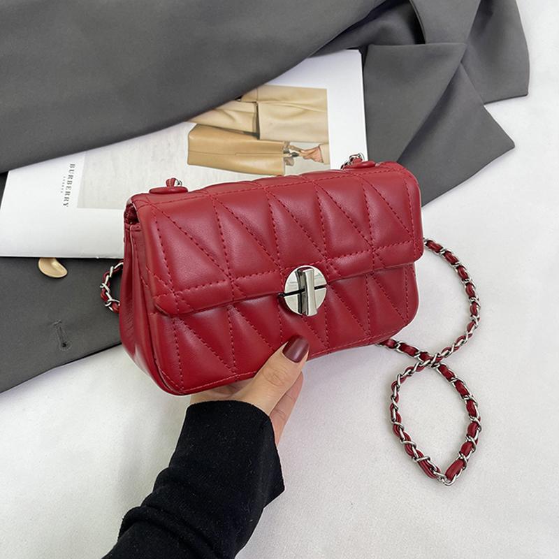 Trendy High-end Chain Crossbody Bags For Women Simple Solid Versatile Small Square Pack Female Card Mobile Phone Shoulder Bag