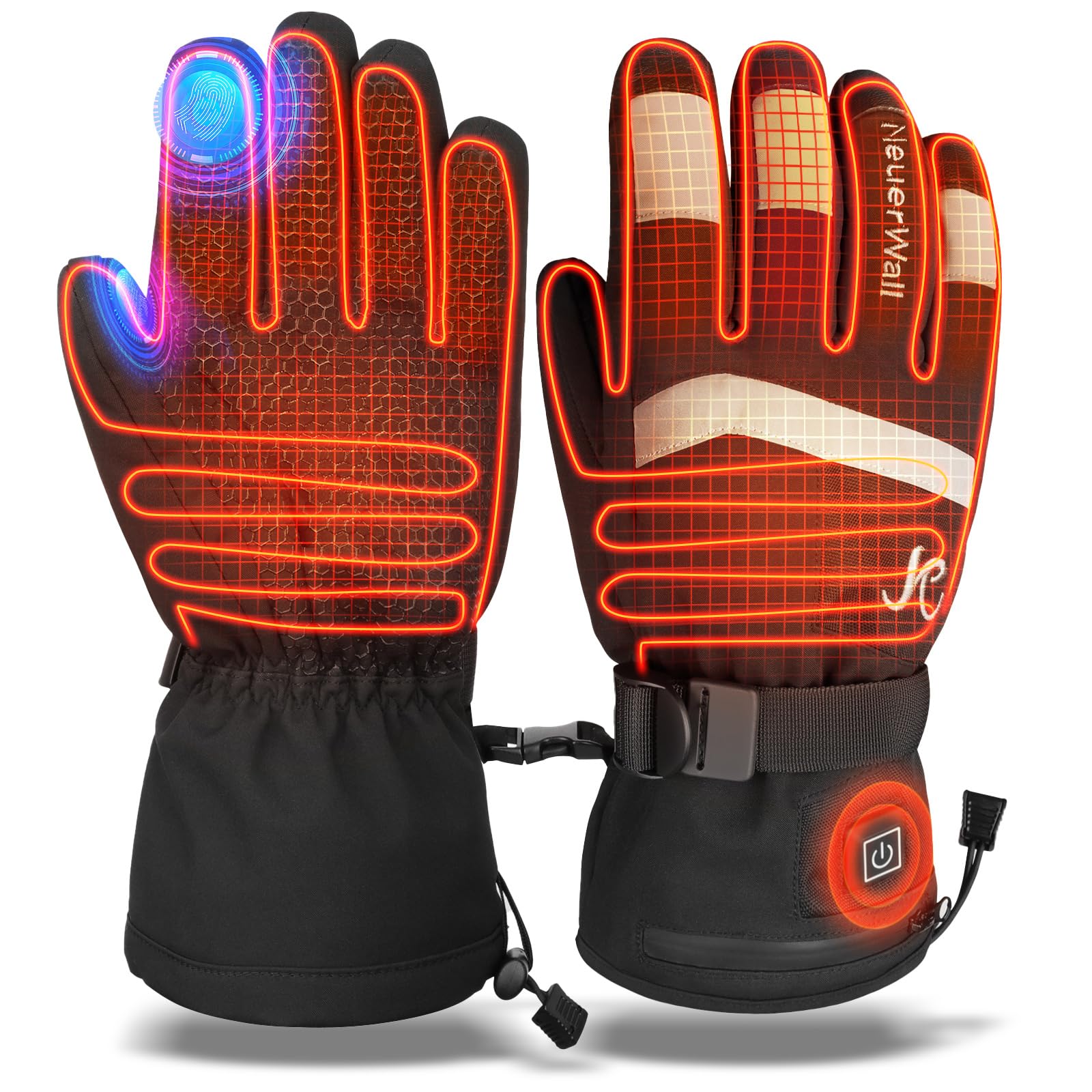 

Heated Motorcycle Gloves with 3 Temperature Warmth All the Way to the Touchscreen Cold and Rechargeable 2500mAh Perfect for Outdoor and Perfect as a чёрный