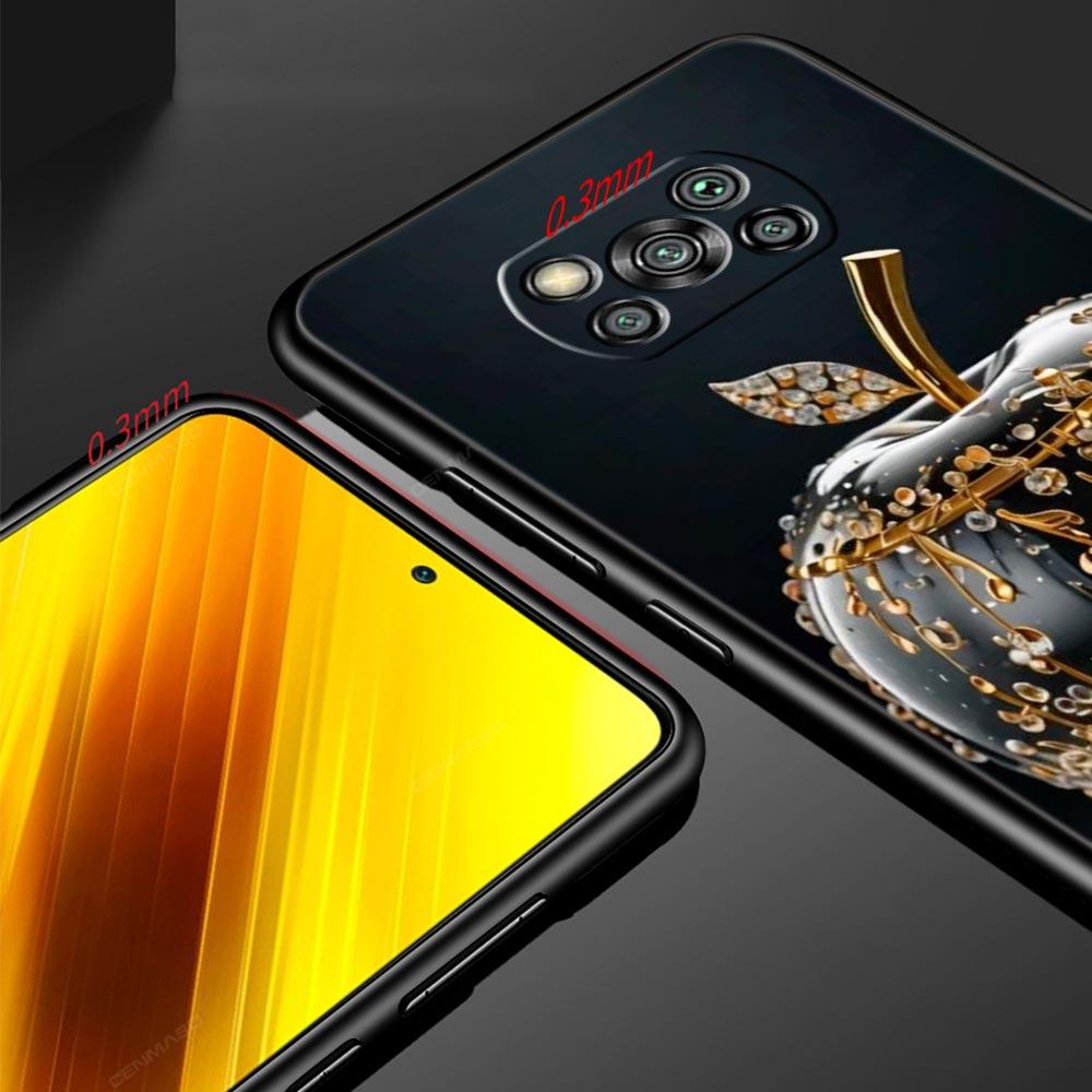 Happy Black Apple Phone Case Cover  for Xiaomi Poco F7 Ultra F6 F5 F4 F3 X6 X5 X4 X3 NFC C51 C55 M4 GT 5G Soft TPU Shell Fundas