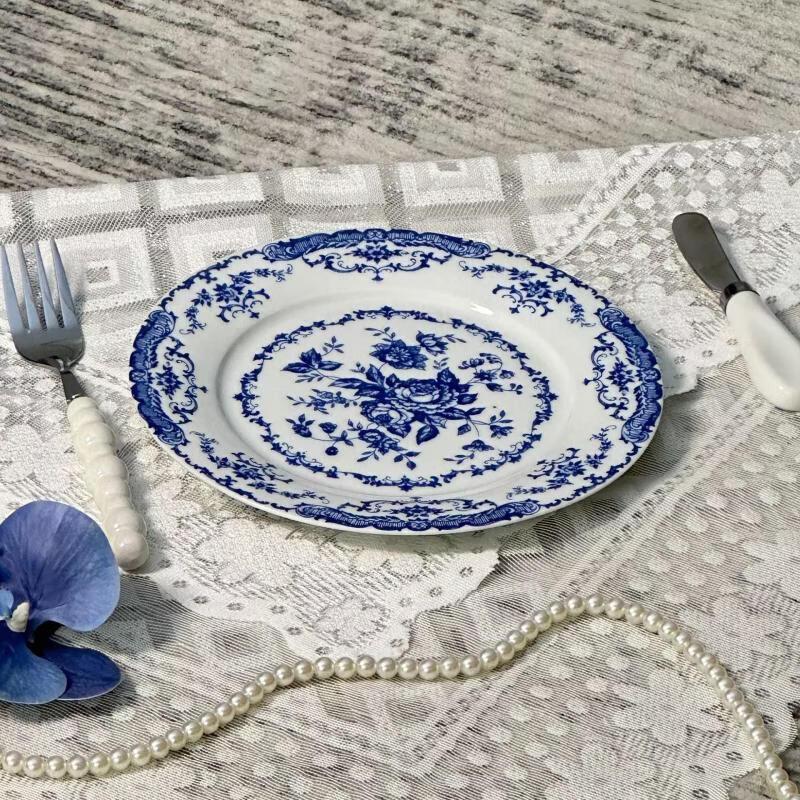 Elegant French Retro Floral Ceramic Plates