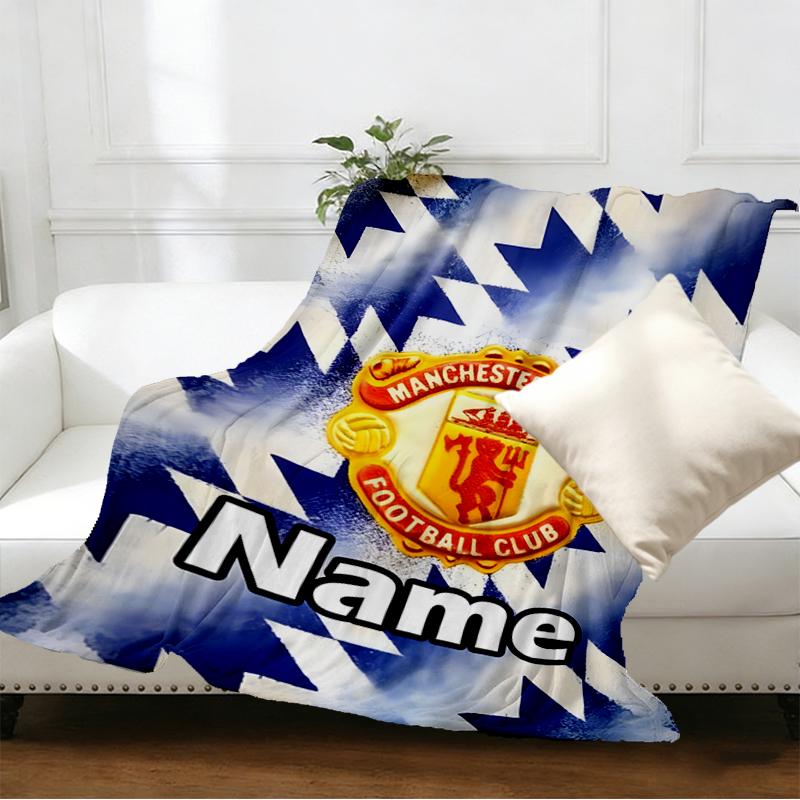 Custom Name Personalized Manchester United F.C Print Blankets, Home Decor, Bedroom, Sofa, Camping, Couch, Gifts for Birthday Christmas