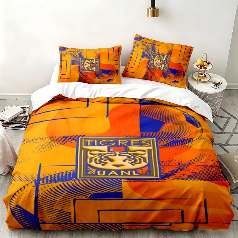 Club Tigres UANL 3pc Set Perfect for Bedroom Use Comfortable Bedding Set Includes a Duvet Cover and Two Pillowcases Ideal Birthday or Christmas Gift