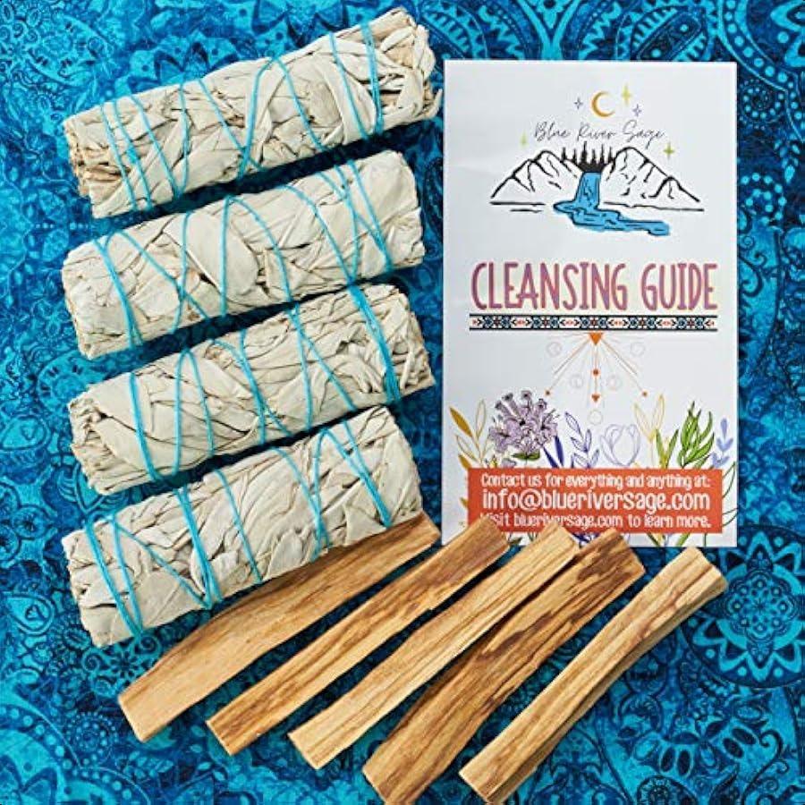 4 White Sage Smudge Sticks + 5 Palo Santo Sticks from Peru ~ for Smudging Smoke Cleanse Home or Office Spiritual Use Meditation