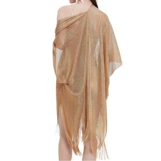 Półrękaw Jednolity Kolor Damski Szal Otwarty Przód Frędzel Krem Przeciwsłoneczny Letni Cienki Szal Zakrywający Bikini Odzież Plażowa